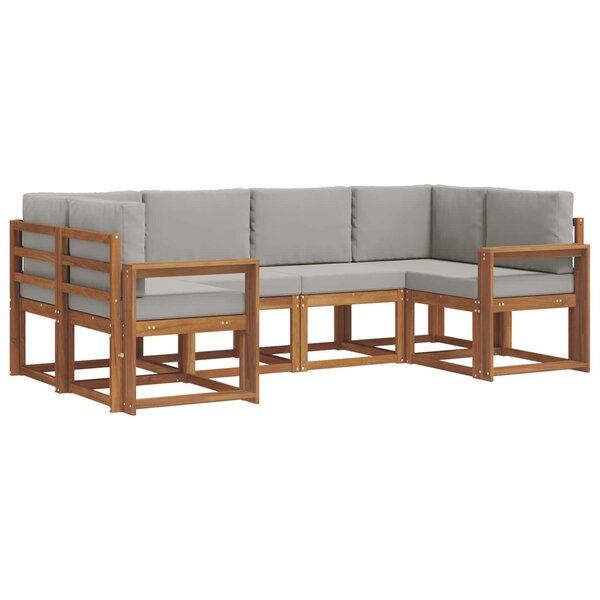 vidaXL Ensemble de canapés d'extérieur 6 pc Gris Naturel et Clair