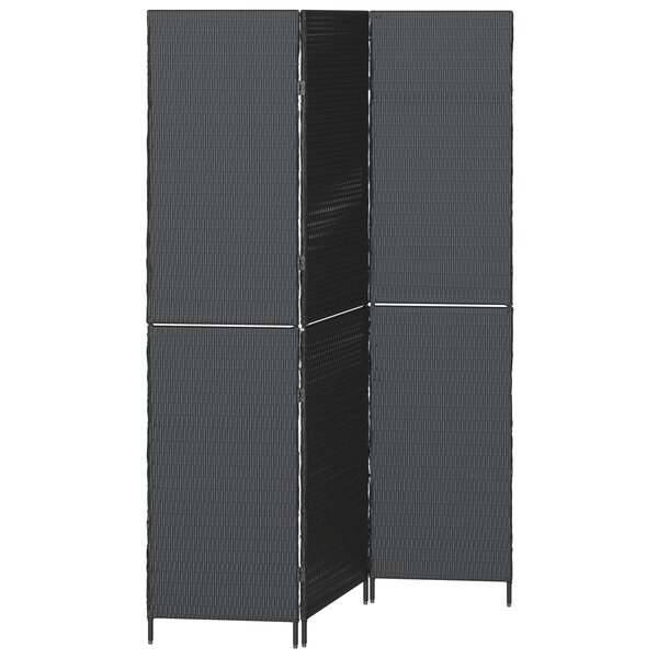 Paravent vidaXL 3 panneaux pliable noir 146x180 cm en poly rattan