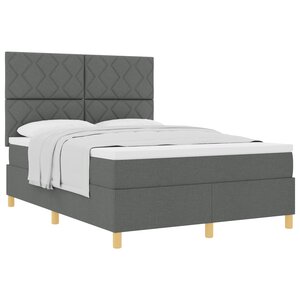 vidaXL Lit Box Spring avec Matelas Gris foncé 140x200 cm Tissu