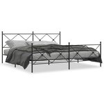 vidaXL Cadre de lit métal avec tête de lit/pied de lit noir 193x203 cm