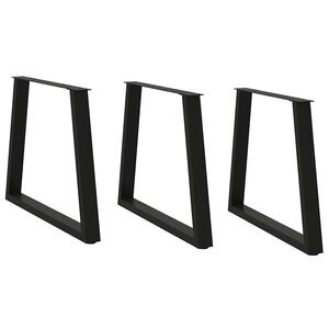 vidaXL Pieds de table à manger en V 3 pièces Noir 80 x (72-73 3) cm Acier