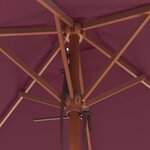 vidaXL Parasol d'extérieur avec mât en bois 150x200 cm rouge bordeaux