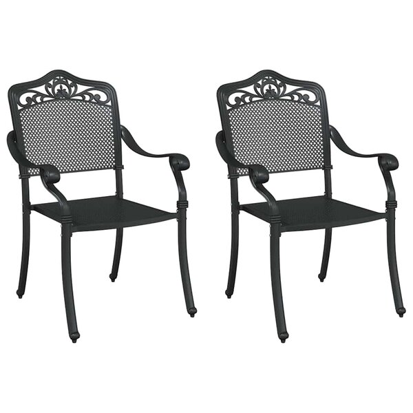 vidaXL Chaise de jardin 2 Pièces Noir 55 x 56 5 x 91cm Aluminium