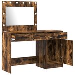 Ensemble de coiffeuse 2 pièces avec LED en bois d'ingénierie chêne fumé