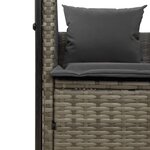 vidaXL Chaise longue double avec toit et rideaux gris résine tressée