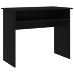 Bureau table poste de travail meuble d'ordinateur informatique étude 90 x 50 x 74 cm bois d'ingénierie noir 02_0023926
