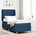 vidaXL Lit à ressorts avec matelas gris foncé 90x190 cm Bleu tissu