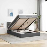vidaXL Lit ottoman avec matelas et LED gris foncé 140x190 cm tissu