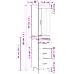 vidaXL Buffet haut Chêne fumé 34 5x34x180 cm Bois d'ingénierie