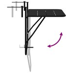 Table de balcon pliable vidaXL Noir 60x40 cm en acier