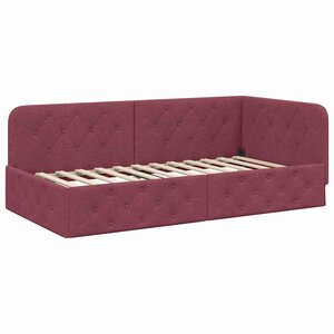 vidaXL Cadre de lit d'angle Bordeaux 100 x 200 cm tissu