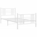vidaXL Cadre de lit métal sans matelas avec pied de lit blanc 90x200cm