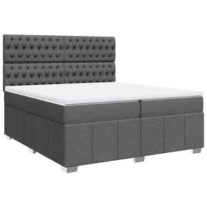 vidaXL Sommier à lattes de lit avec matelas Gris foncé 200x200cm Tissu