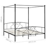 vidaXL Cadre de lit sans matelas avec baldaquin noir 200x200 cm métal