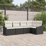 vidaXL Ensemble de salle à manger de jardin 5 pièces avec coussins en poly-rattan noir