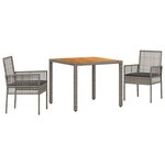 vidaXL Ensemble de salle à manger de jardin de 3 pièces avec coussins gris en rotin synthétique