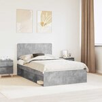 vidaXL Cadre de lit Béton 120 x 190 cm Bois de pin massif