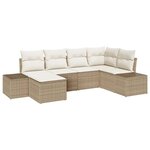 vidaXL Ensemble canapé de jardin 6 pièces avec coussins en poly rotin beige