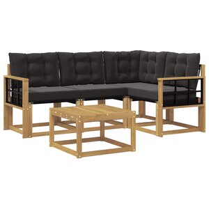 vidaXL Ensemble de canapés d'extérieur 5 pc Blanc et noir