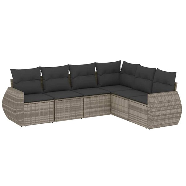 vidaXL Salon de jardin 6 Pièces avec coussins gris clair résine tressée