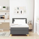 vidaXL Lit boxspring avec matelas Gris foncé 90 x 190 cm tissu
