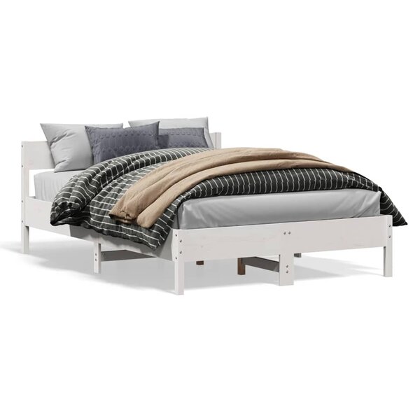 vidaXL Cadre de lit sans matelas blanc 135x190 cm bois de pin massif
