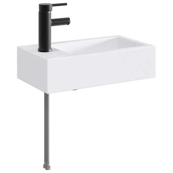 vidaXL Lavabo de salle de bain avec robinet et évacuation Noir Mat