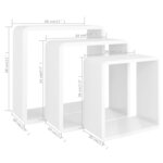 vidaXL Étagères murales sous forme de cube 3 Pièces Blanc MDF