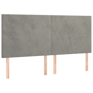 vidaXL Têtes de lit 4 Pièces Gris clair 90x5x78/88 cm Velours