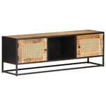 vidaXL Meuble TV 120x30x40 cm Bois de manguier brut et canne naturelle