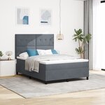 vidaXL Lit à ressort avec matelas et LED Gris foncé 140x200 cm Velours