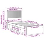 vidaXL Cadre de lit avec rangement et tête de lit Noir 75 x 190 cm
