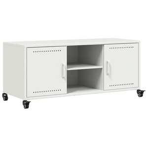 vidaXL Meuble TV blanc 100 5x39x43 5 cm acier