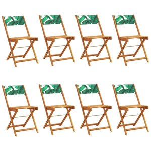 vidaXL Chaises de jardin pliantes lot de 8 vert tissu et bois massif