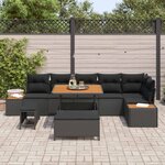 vidaXL Ensemble de canapé de jardin 9 Pièces Noir polyrotin