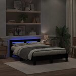 vidaXL Cadre de lit avec LED Chêne noir 150 x 200 cm Bois d'ingénierie