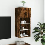 vidaXL Meuble TV avec lumières LED chêne fumé 40 5x30x90 cm