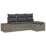 Ensemble de Canapé de Jardin 4 Pièces avec Coussins Gris en Rattan Synthétique