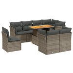 vidaXL Salon de jardin 9 Pièces avec coussins gris résine tressée