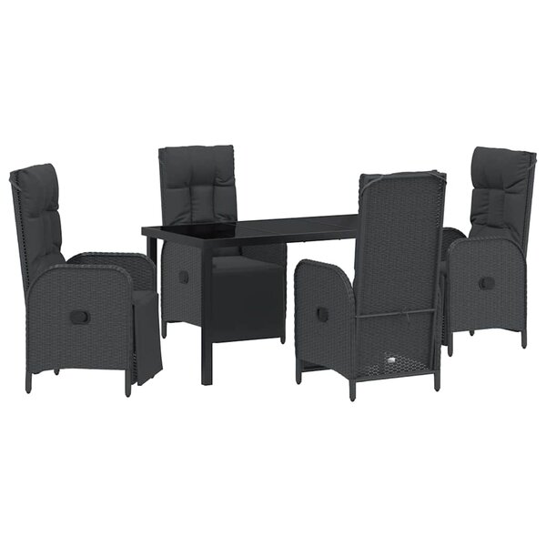 vidaXL Ensemble de salle à manger pour jardin 5 Pièces Noir Poly rotin