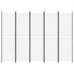 vidaXL Cloison de séparation 5 panneaux Blanc 250x180 cm Tissu