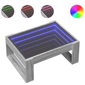 vidaXL Table basse avec LED infini sonoma gris 70x53x30 cm