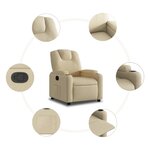 vidaXL Fauteuil inclinable en tissu crème