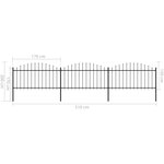 vidaXL Clôture de jardin à dessus en lance Acier (1 25-1 5)x5 1 m Noir