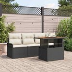 vidaXL Ensemble de canapé de jardin 5 Pièces Noir Poly rotin
