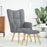 vidaXL Chaise de relaxation avec repose-pied Gris clair Tissu