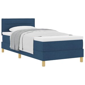 vidaXL Lit à ressorts avec coussin Bleu 90 x 200 cm tissu