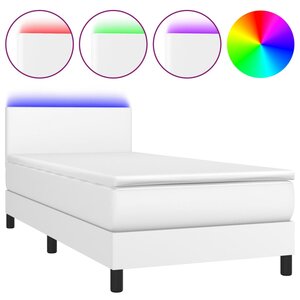 vidaXL Sommier à lattes de lit avec matelas et LED Blanc 90x200cm