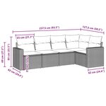 vidaXL Salon de jardin avec coussins 5 Pièces marron résine tressée