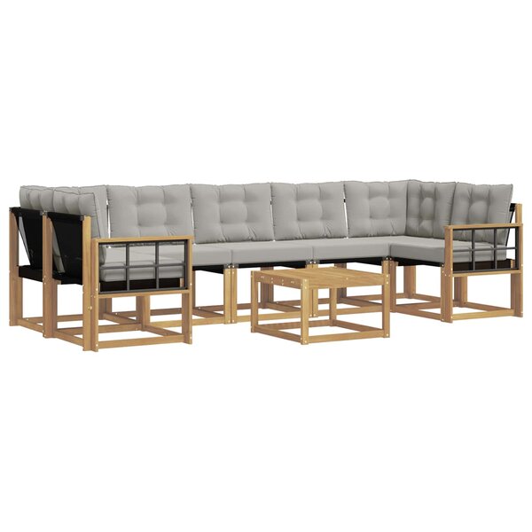 vidaXL Ensemble de canapés d'extérieur 8 Pièces Blanc et gris clair